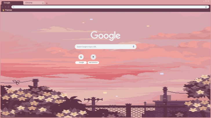 Pixel Sunset Aesthetic Chrome Theme - ThemeBeta