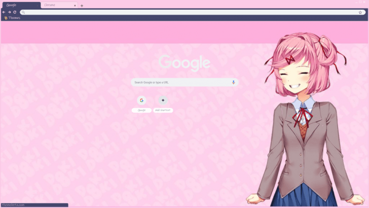 pink anime girl wallpaper google chrome theme Chrome Theme - ThemeBeta