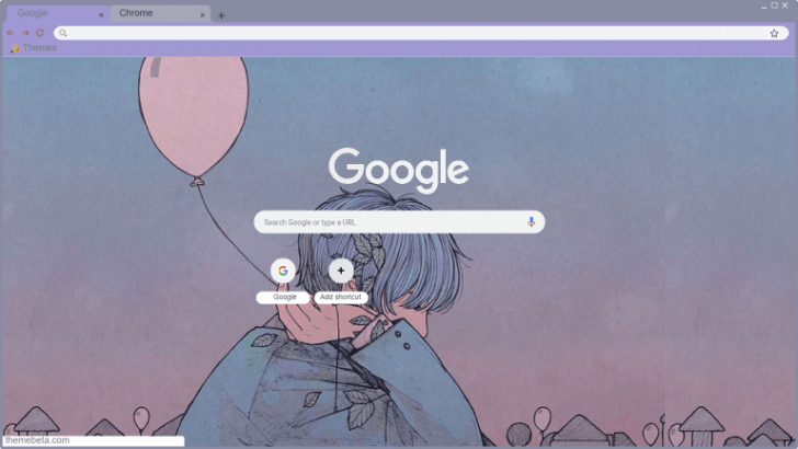 Aesthetic Pastel Purple Anime Boy With Balloon Background Chrome Theme  Chrome Theme - ThemeBeta