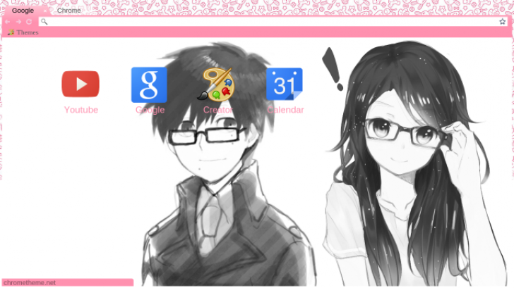 Anime boy and girl with glasses Chrome Theme - ThemeBeta
